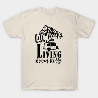 "Life Rocks" Black Imprint- Airstream Basecamp T-Shirt T-Shirt T-Shirt